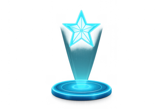 Hologram star projecting from a futuristic podium