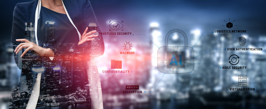 The role of AI in cybersecurity for advanced threat protection and data security. Using AI for malware detection, encryption, and user authentication. Motif - Powered by Adobe