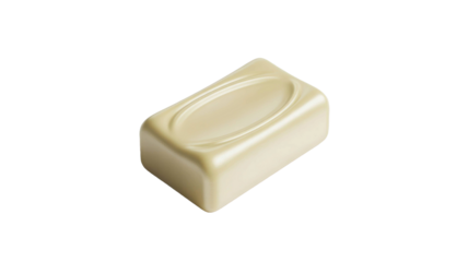 Rectangular white chocolate bonbon with oval top detail isolated on transparent background