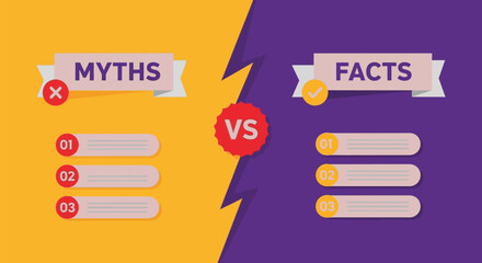 Myths versus facts comparison chart infographic presentation slide