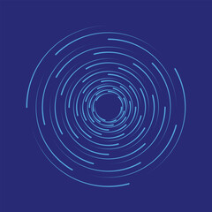 Abstract blue background with swirling vortex lines, concentric circles, and light trails