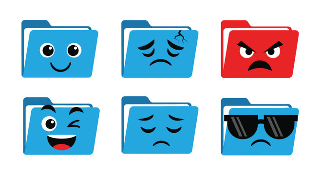 Folder emotions vector illustration file management cartoon design
