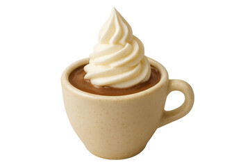 Hot chocolate with a perfect whipped cream swirl served in a rustic speckled ceramic mug, a cozy and decadent dessert beverage for a sweet and comforting indulgence