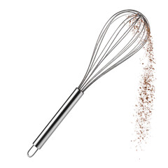 Stainless steel wire whisk kitchen utensil isolated on white background