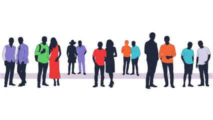 Diverse Group of People Silhouettes of Individuals in Various Poses and Attire