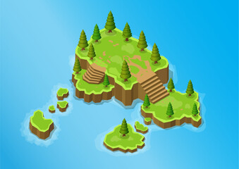 Isometric beautiful tropical island