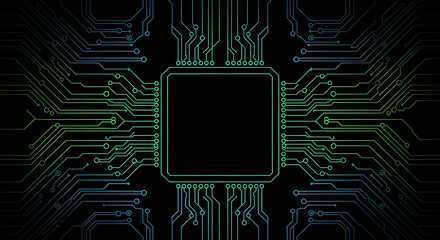 Dynamic digital circuitry background illustrating advanced data processing and interconnected systems