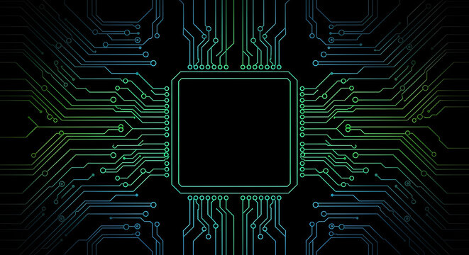 Dynamic digital circuitry background illustrating advanced data processing and interconnected systems