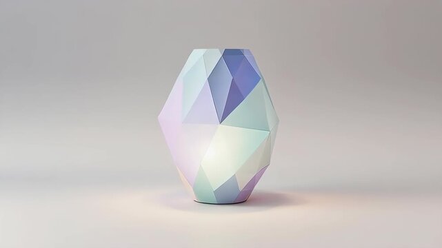 A geometric vase composed of pastel-colored triangular planes