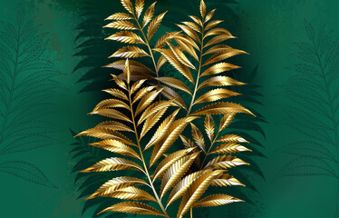 Golden fern arrangement