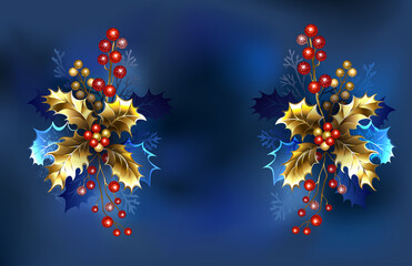 Symmetrical golden holly