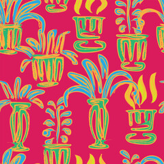 Colourful plants Seamless Pattern Design