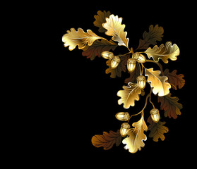 Bent golden oak branch