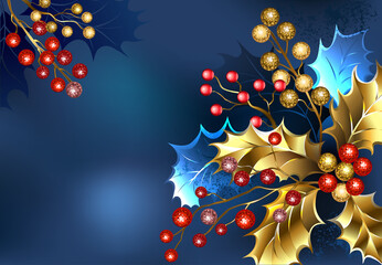 Bouquet with golden holly