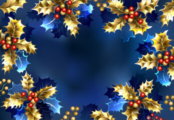 Background with golden holly