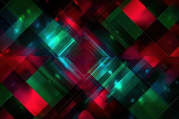Abstract Geometric Composition Of Red Green And Blue Rectangles With Light Effects