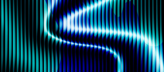 Abstract background with vertical lines and flowing light in shades of blue