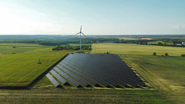 Solar farm and wind generator producing green power