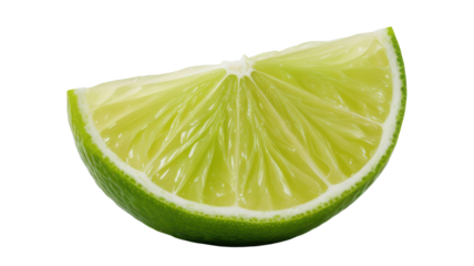 A vibrant lime wedge slice isolated on transparent background