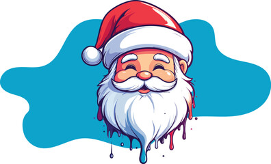 PrintCheerful Santa Claus Face Portrait Vector Illustration with Modern Style