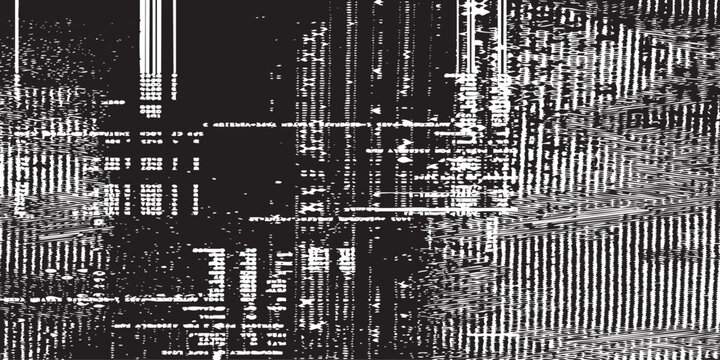 Complex Layered Digital Glitch Texture with Overlapping Static and Vertical Blocks