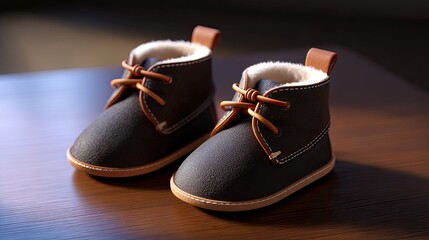 Adorable infant booties with leather laces and soft lining for cozy warmth during winter seasons