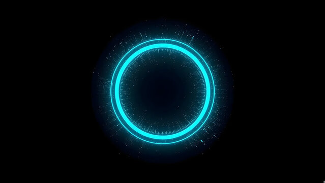 Glowing neon blue portal effect on a black background