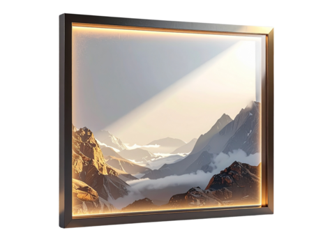  Modern Minimal Poster Frame Mockup, 3D Close-Up View isolated on Transparent Background PNG - Powered by Adobe