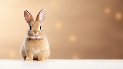 Obraz premium cute animal pet rabbit or bunny brown color smiling and laughing isolated with copy space for easter background, rabbit, animal, pet, cute, fur, ear, mammal, background, celebration, generate by AI