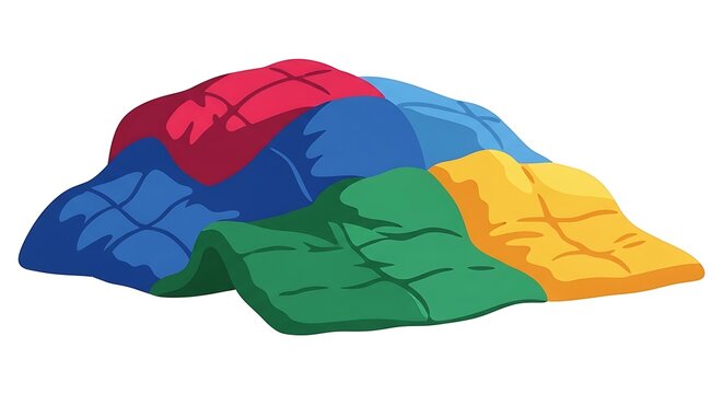 Colorful blankets stack illustration vector image for bedding and textile product design needs