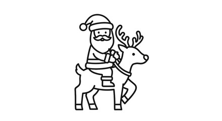 Santa Claus Riding Reindeer Illustration for Christmas Celebration