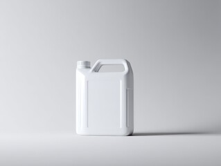a white plastic jerry can mockup on a light gray studio background