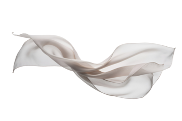 Flowing white fabric isolated on transparent background