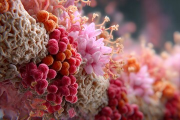 Neurotransmitter Binding to Receptors: Macro shot of neurotransmitters binding to their respective receptors in the respiratory system.