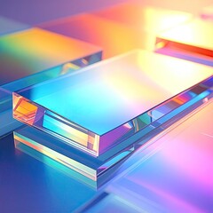 Glass blocks refract light in a rainbow prism effect