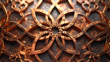 Detailed Golden Ornament on Dark Textured Background Design