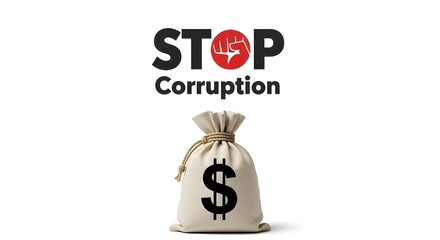 Stop Corruption International Anti-Corruption Day Concept with Money Bag Isolated