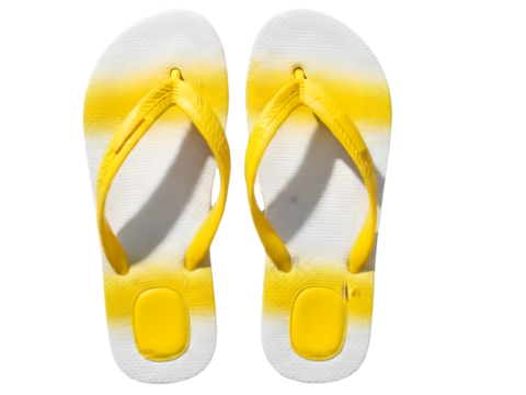 Bright yellow flip flops for summer beach wear