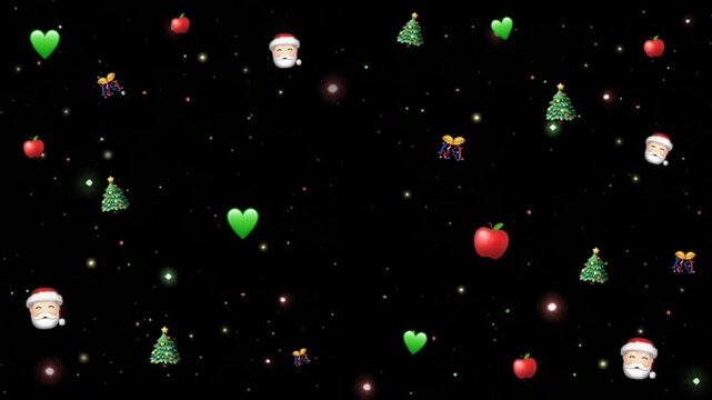 Festive emojis floating in space for holiday cheer backdrop