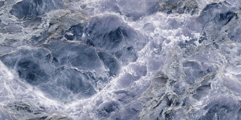 A close-up of a mineral formation with a blue and gray color palette with natural textures