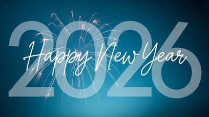 Celebrate a happy New Year 2026 with this festive design featuring fireworks for banners, cards, or social media posts conveying joy and optimism