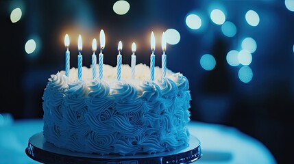 Celebrate joyful moments with a delicious birthday cake glowing with candles, perfect for milestone celebrations and special occasions with a festive atmosphere
