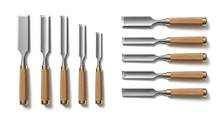Fototapeta premium Set of wood chisels with different sizes for woodworking and carpentry projects