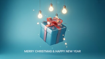Celebrate joyful holidays with a beautiful gift box and glowing lights, perfect for festive greetings and heartfelt wishes for a happy new year