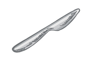 Hand drawn vintage sketch of silver kitchen knife in color, isolated vector cutlery and cooking utensil illustration