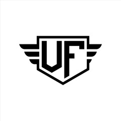 VF Logo vector image of initial shield with wing outline and simple shield