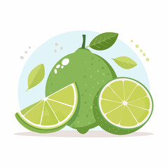 Collection of contemporary posters with cut limes. Whole lime, halves and slices vector illustrations in creative style.