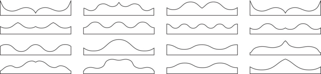 Scalloped edge borders. scallop border and dividers set vintage frill ornament  Dividers shape for web page headers or footers. 