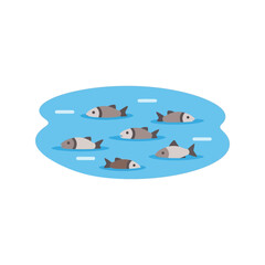Flat design freshwater fish swimming in blue water vector