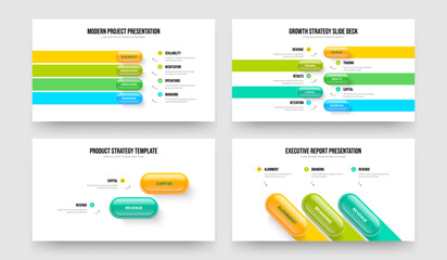 Corporate Introduction 4 5 2 3 Element Infographic Presentation Template Bundle. Modern Plan Four Five Two Three Option Diagram Frame Design Vector Illustration Collection.